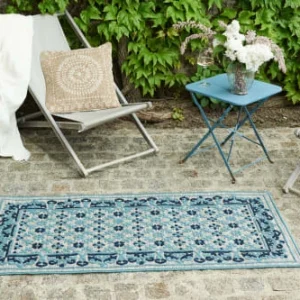 Nazar Tapis Petite Taille Extérieur Motif Ottoman Bleu Et Gris – 70×140 magasin pour 12