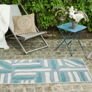 Nazar Tapis Petite Taille Extérieur Rayé Bleu Et Turquoise – 70×140 online boutique 12