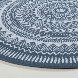 prix de gros Oviala Tapis Rond Polypropylène Bleu 120cm 12